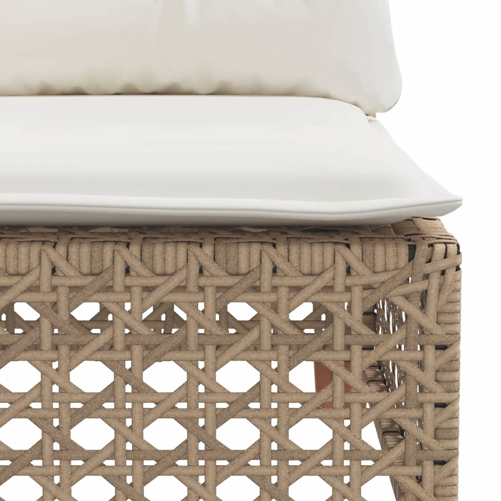 Tuinhoekbank met kussens poly rattan beige