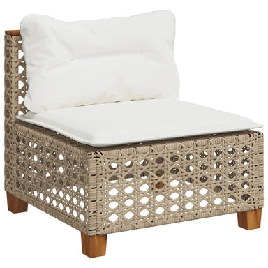 Tuinbank zonder armleuning met kussens poly rattan beige