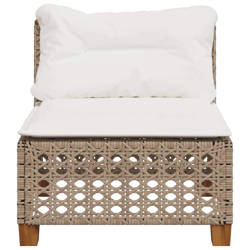 Tuinbank zonder armleuning met kussens poly rattan beige