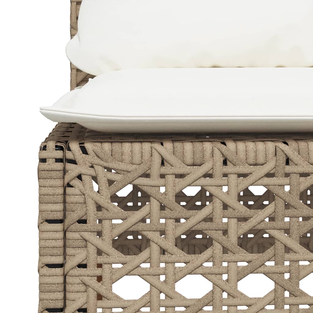 Tuinbank zonder armleuning met kussens poly rattan beige
