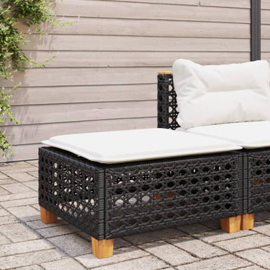 Tuinkruk met kussen 63,5x56x32 cm poly rattan zwart