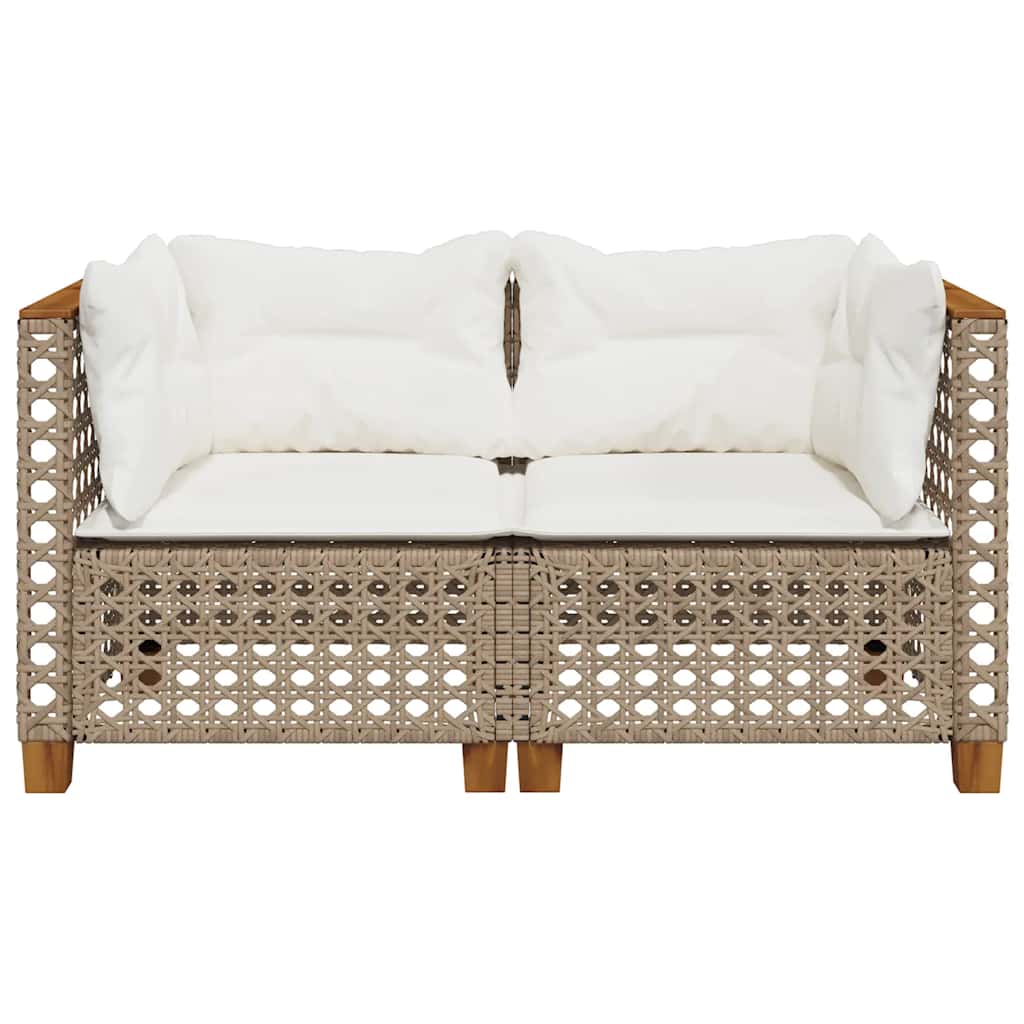 Tuinbanken 2 st met kussens poly rattan beige