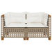Tuinbanken 2 st met kussens poly rattan beige