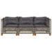 Tuinbank 3-zits met kussens poly rattan grijs