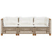 Tuinbank 3-zits met kussens poly rattan beige