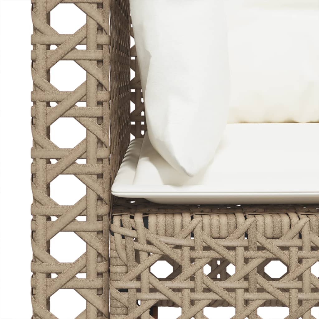 Tuinbank 3-zits met kussens poly rattan beige