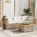 Tuinbank 3-zits met kussens poly rattan beige