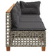 Tuinbank 3-zits met kussens poly rattan grijs
