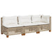 Tuinbank 3-zits met kussens poly rattan beige