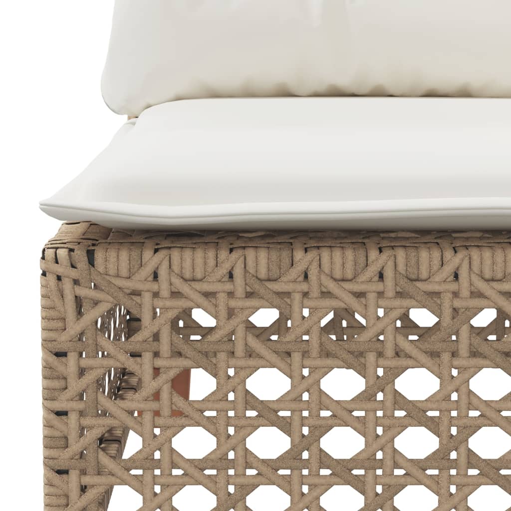 Tuinbank 3-zits met kussens poly rattan beige