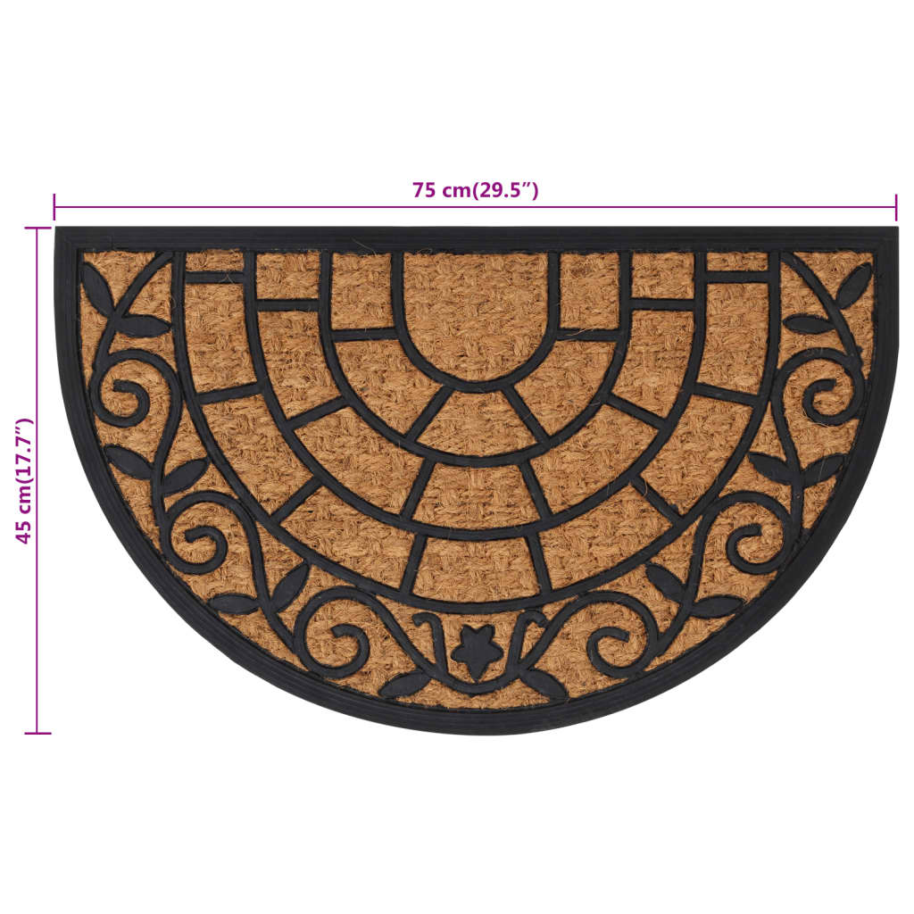 Deurmat halfrond 45x75 cm rubber en kokosvezel