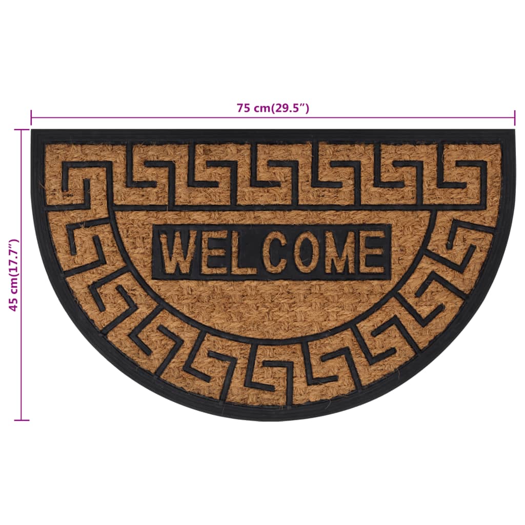 Deurmat halfrond 45x75 cm rubber en kokosvezel