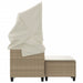 Tuinbank 2-zits met luifel en voetenbanken poly rattan beige