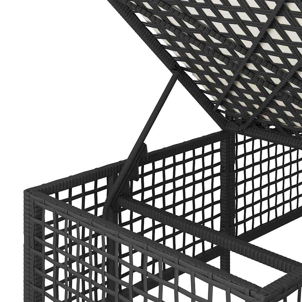 3-delige Loungeset met kussens poly rattan zwart