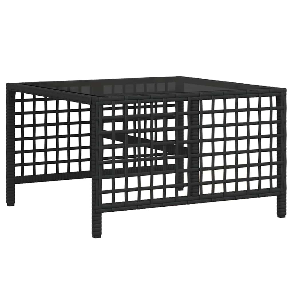 3-delige Loungeset met kussens poly rattan zwart