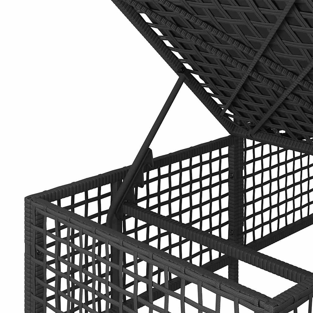 3-delige Loungeset met kussens poly rattan zwart
