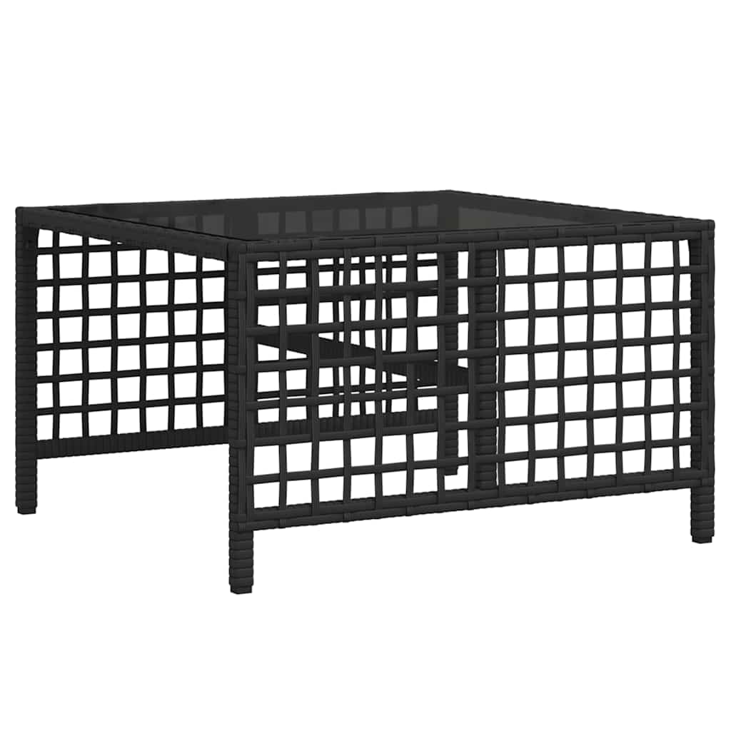 3-delige Loungeset met kussens poly rattan zwart