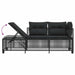 3-delige Loungeset met kussens poly rattan zwart