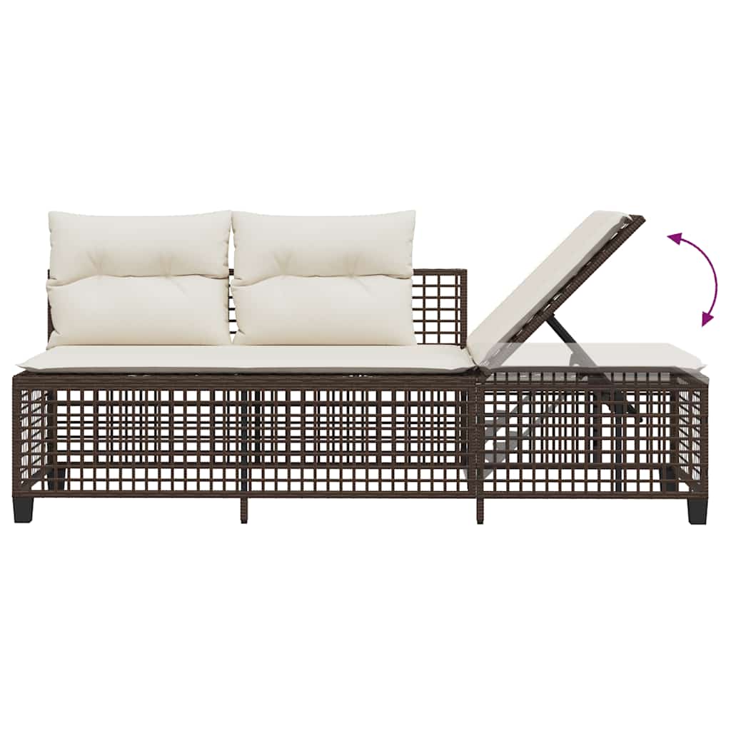 3-delige Loungeset met kussens poly rattan bruin