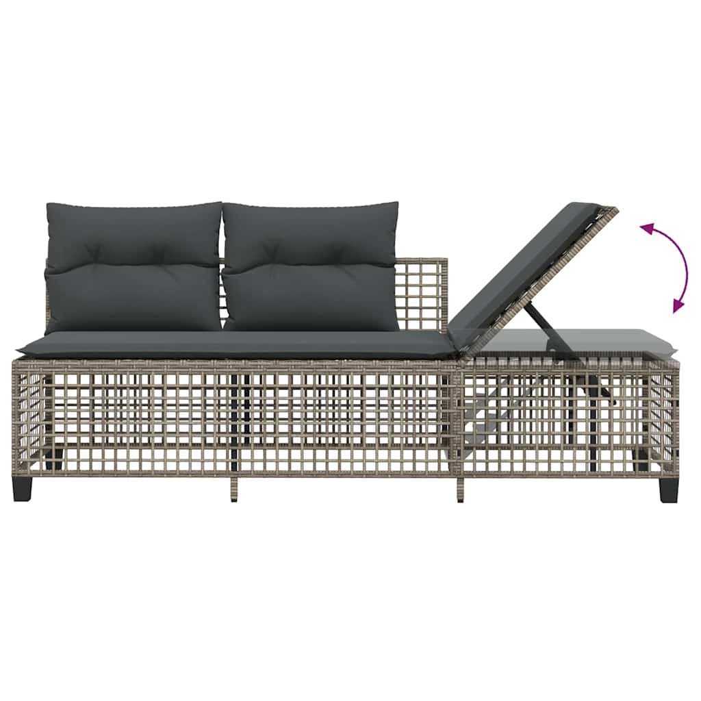 3-delige Loungeset met kussens poly rattan grijs