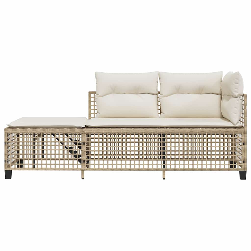 3-delige Loungeset met kussens poly rattan beige