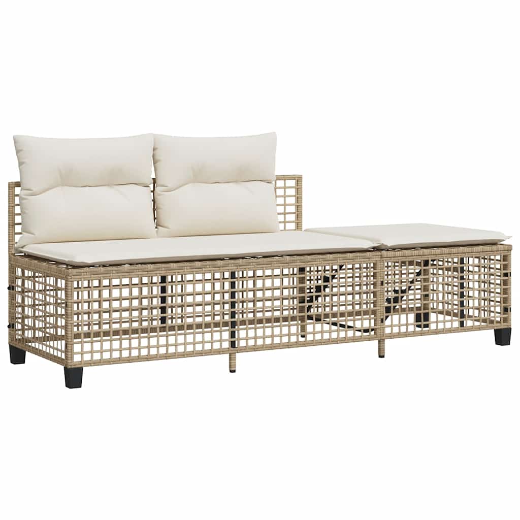 3-delige Loungeset met kussens poly rattan beige