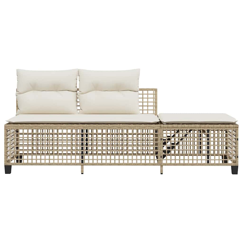 3-delige Loungeset met kussens poly rattan beige