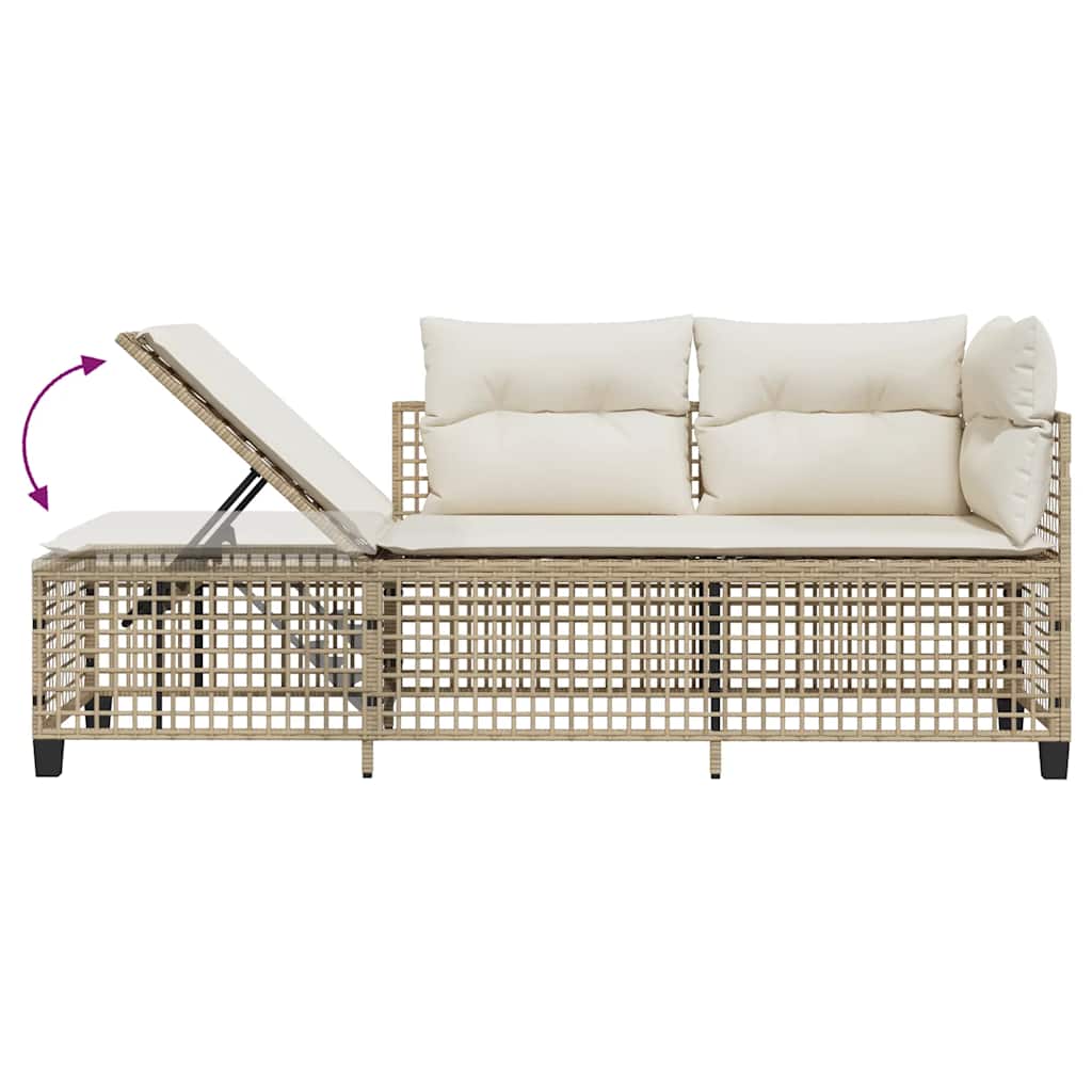 3-delige Loungeset met kussens poly rattan beige