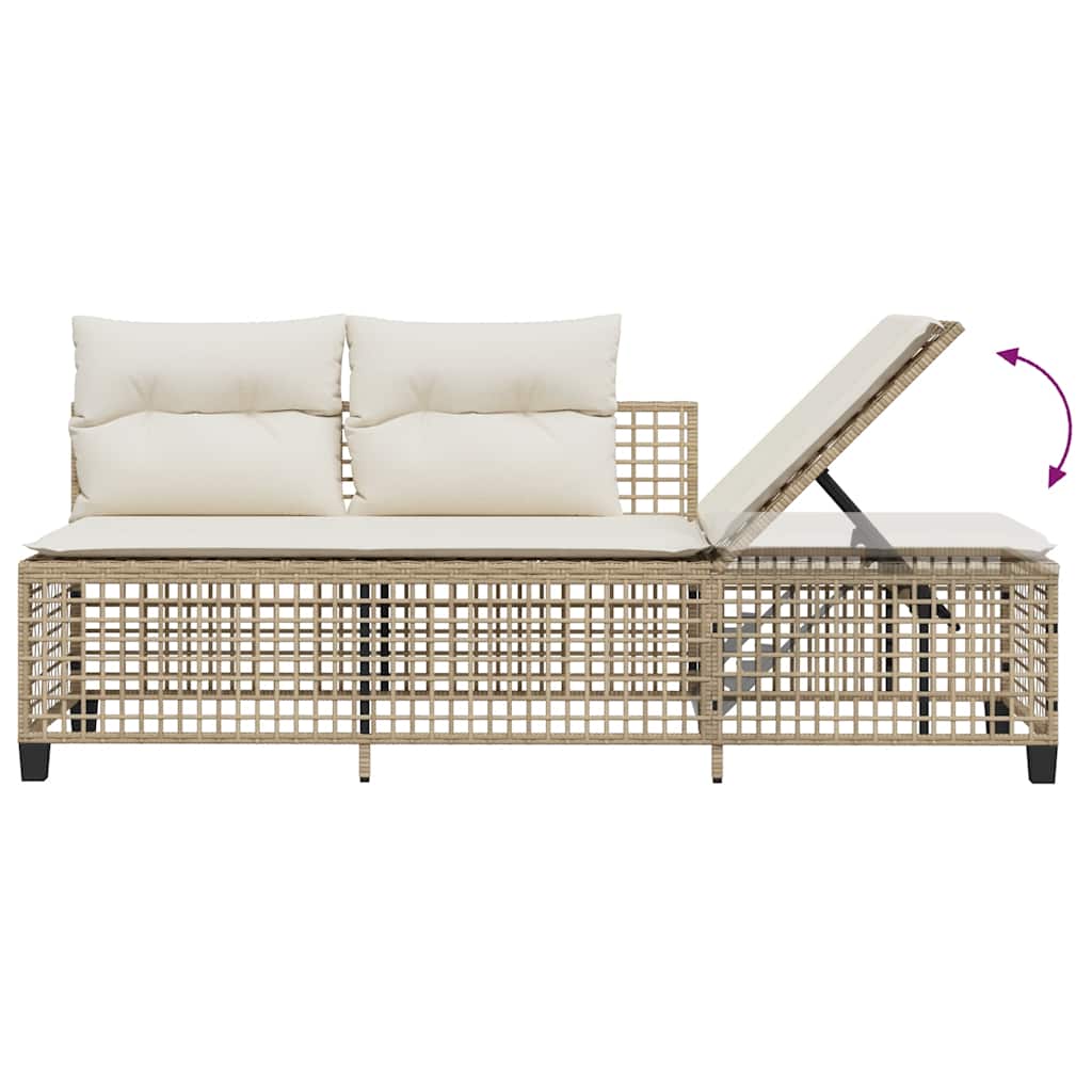 3-delige Loungeset met kussens poly rattan beige