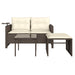 3-delige Loungeset met kussens poly rattan bruin