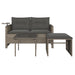 3-delige Loungeset met kussens poly rattan grijs