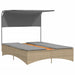 Ligbed 2-persoons luifel en kussens poly rattan gemengd beige