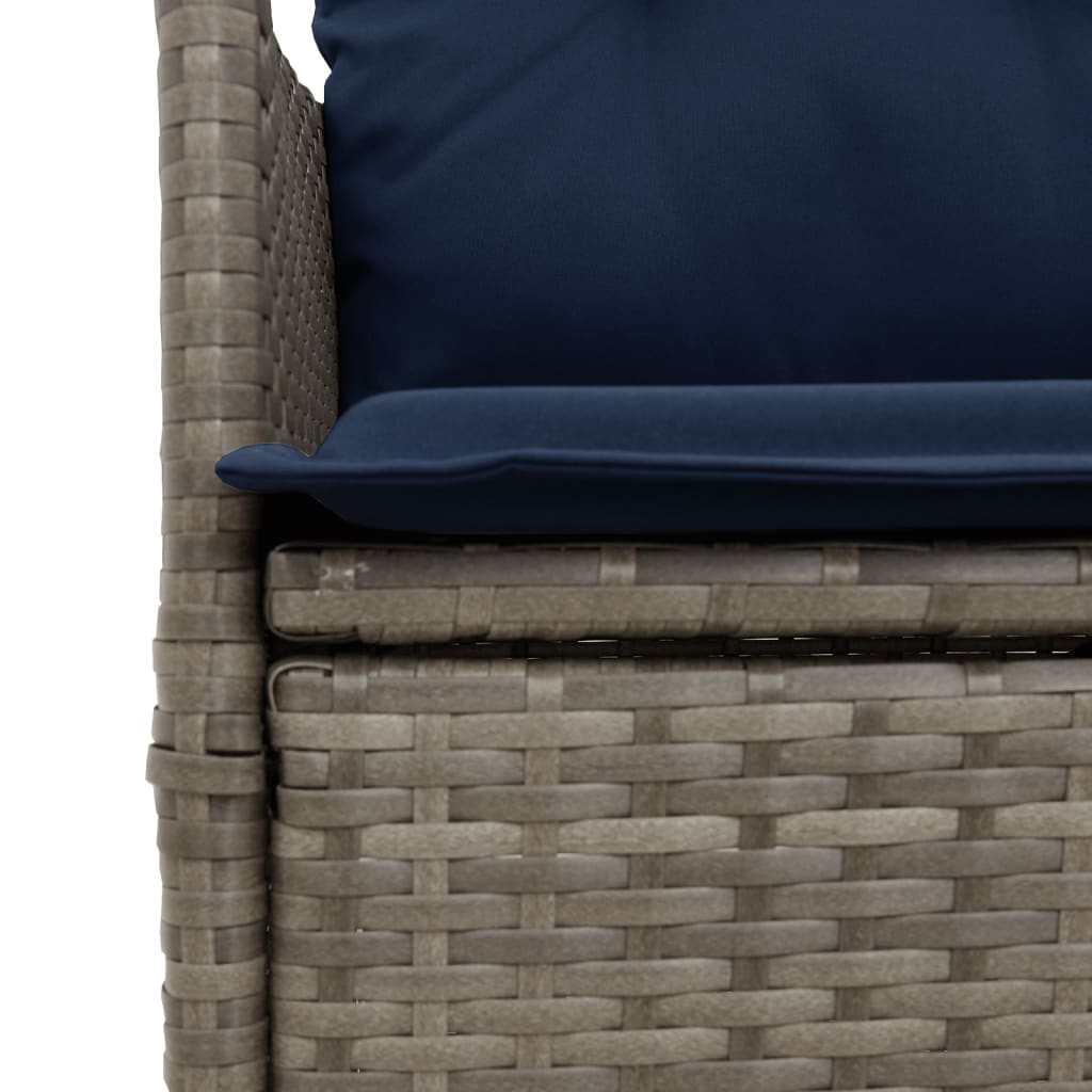 Tuinbank 2-zits verstelbaar met tafel poly rattan grijs
