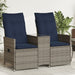 Tuinbank 2-zits verstelbaar met tafel poly rattan grijs