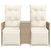 Tuinbank 2-zits verstelbaar met tafel poly rattan beige