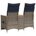 Tuinbank 2-zits verstelbaar met tafel poly rattan grijs