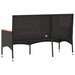 Tuinbank 3-zits met kussens poly rattan zwart
