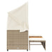 Tuinbank 3-zits met luifel en voetenbanken poly rattan beige