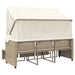 Tuinbank 3-zits met luifel en voetenbanken poly rattan beige