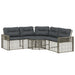 Tuinbank met kussens en voetensteun L-vormig poly rattan grijs