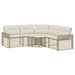Tuinbank met kussens en voetensteun L-vormig poly rattan beige