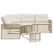 Tuinbank met kussens en voetensteun L-vormig poly rattan beige