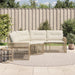 Tuinbank met kussens en voetensteun L-vormig poly rattan beige