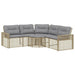 Tuinbank met kussens en voetensteun L-vormig poly rattan beige