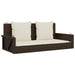 Schommelbank met kussens 119x56x48 cm poly rattan bruin