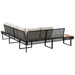 Tuinbank met kussens L-vormig poly rattan en acaciahout zwart