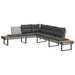 Tuinbank met kussens L-vormig poly rattan en acaciahout grijs