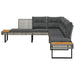 Tuinbank met kussens L-vormig poly rattan en acaciahout grijs