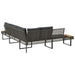 Tuinbank met kussens L-vormig poly rattan en acaciahout grijs
