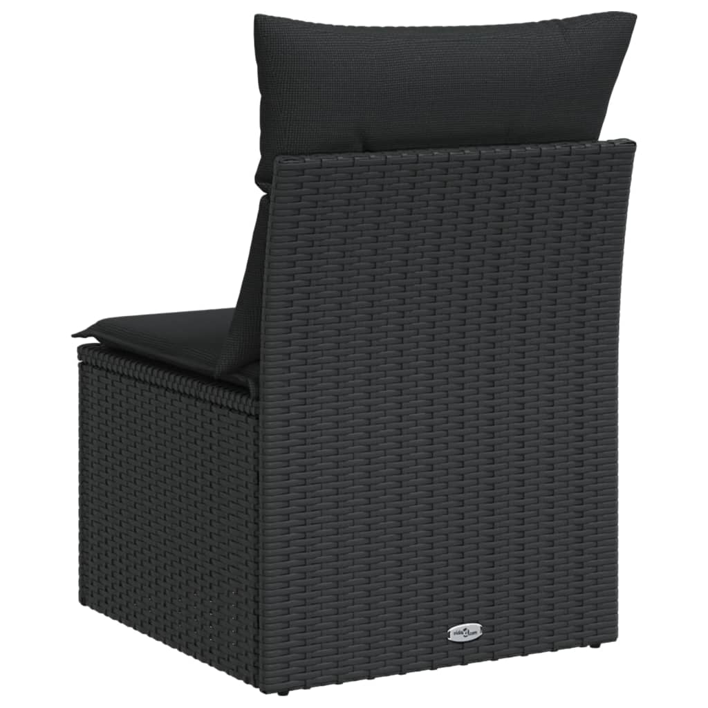 Tuinbank zonder armleuningen met kussens zwart poly rattan
